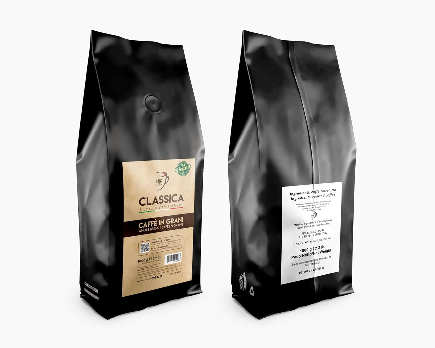 NIK CAFE’ – Amestec Classico – boabe de cafea prăjite. Excelența sa, cea robustă. 100% robustă