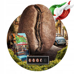 Boabe de cafea prăjite Italiana Bellagio 1kg | 80% Arabica și 20% Robusta | cu note de nuci și ciocolată neagră | proaspăt prăjită, aciditate scăzută | pentru aparate de cafea | Blue Orca Coffee