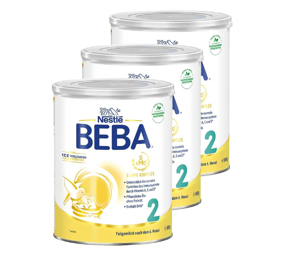 Nestle BEBA 2 Mleko następne w proszku po 6. miesiącu, z kompleksem 5 HMO, tylko laktozą, bez oleju palmowego, opakowanie 3 szt. (3 X 800G) Matka i Dziecko Naty Shop Po 6. miesiącu 3 x 800 gram