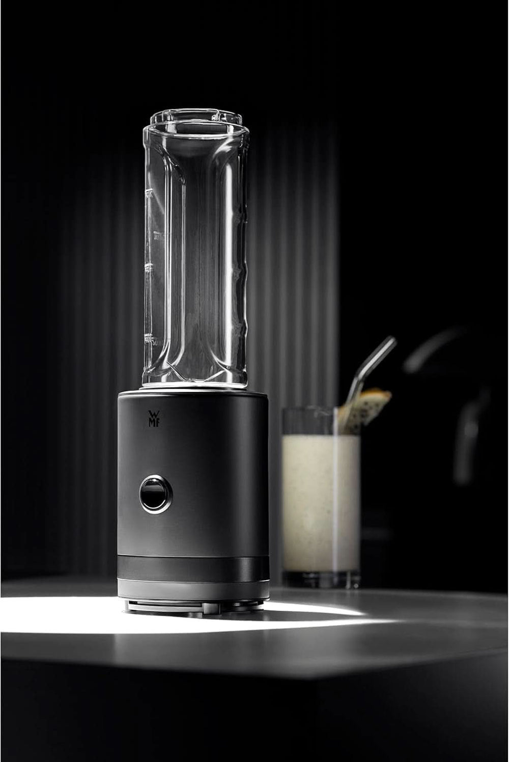 WMF Küchenminis Smoothie-To-Go, Mini mikser stojący Mit Zwei Mix-/Trinkbehältern 0,6 l, mikser Hochleistungsmixer 300 W, Edelstahl Matt, Schwarz Kitchen Naty Shop