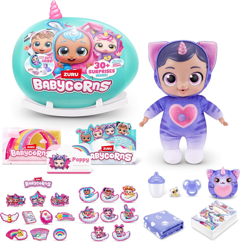 Babycorns Serie 1 von ZURU Magic Babypuppe Katze (Poppy) z akcesoriami, niespodzianka Unboxing-Spielzeug für Kinder, Mädchen