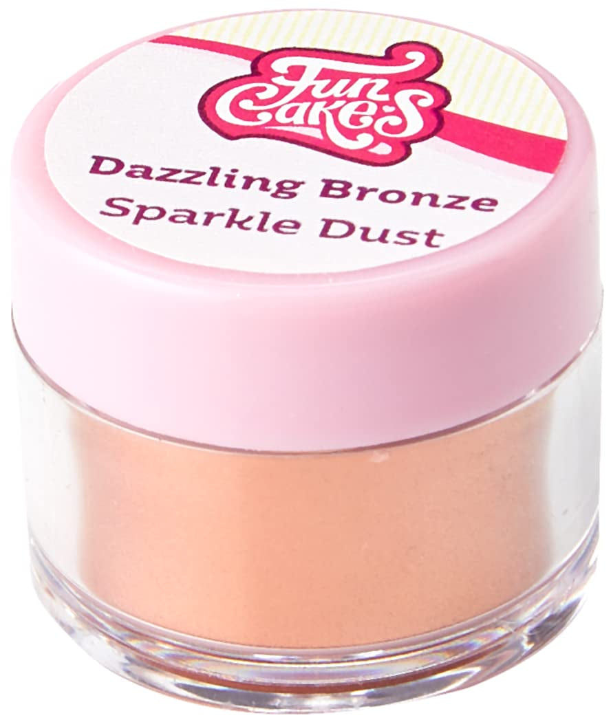 Funcakes Sparkle Dust Dazzling Bronze: Pudră de colorant alimentar strălucitoare pentru decorarea torturilor, certificată Halal