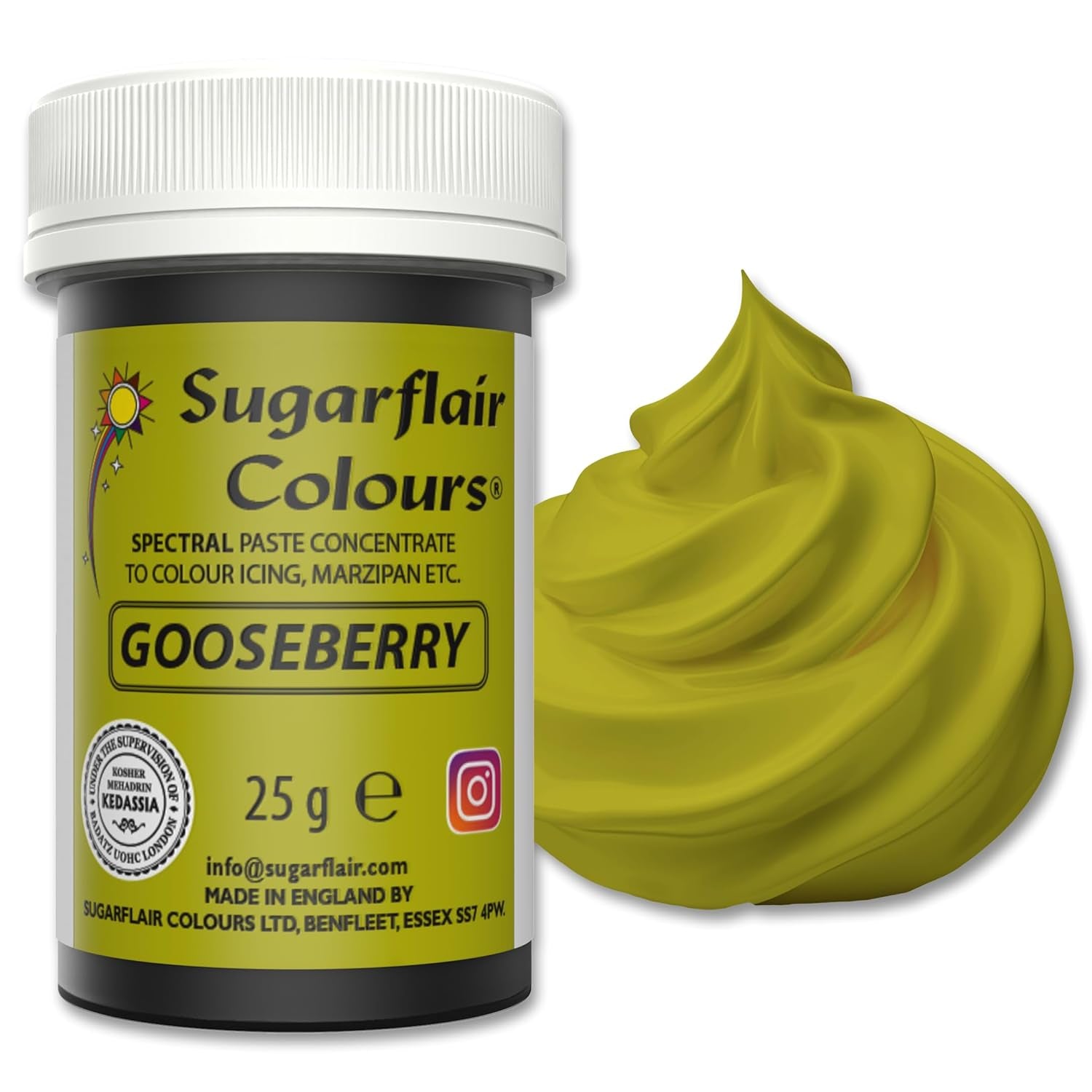 Pastă de colorant alimentar Sugarflair Grafit, colorant alimentar spectral concentrat pentru cremă de unt, pastă de zahăr, glazură, mixuri pentru prăjituri, macarons și multe altele! - 25g
