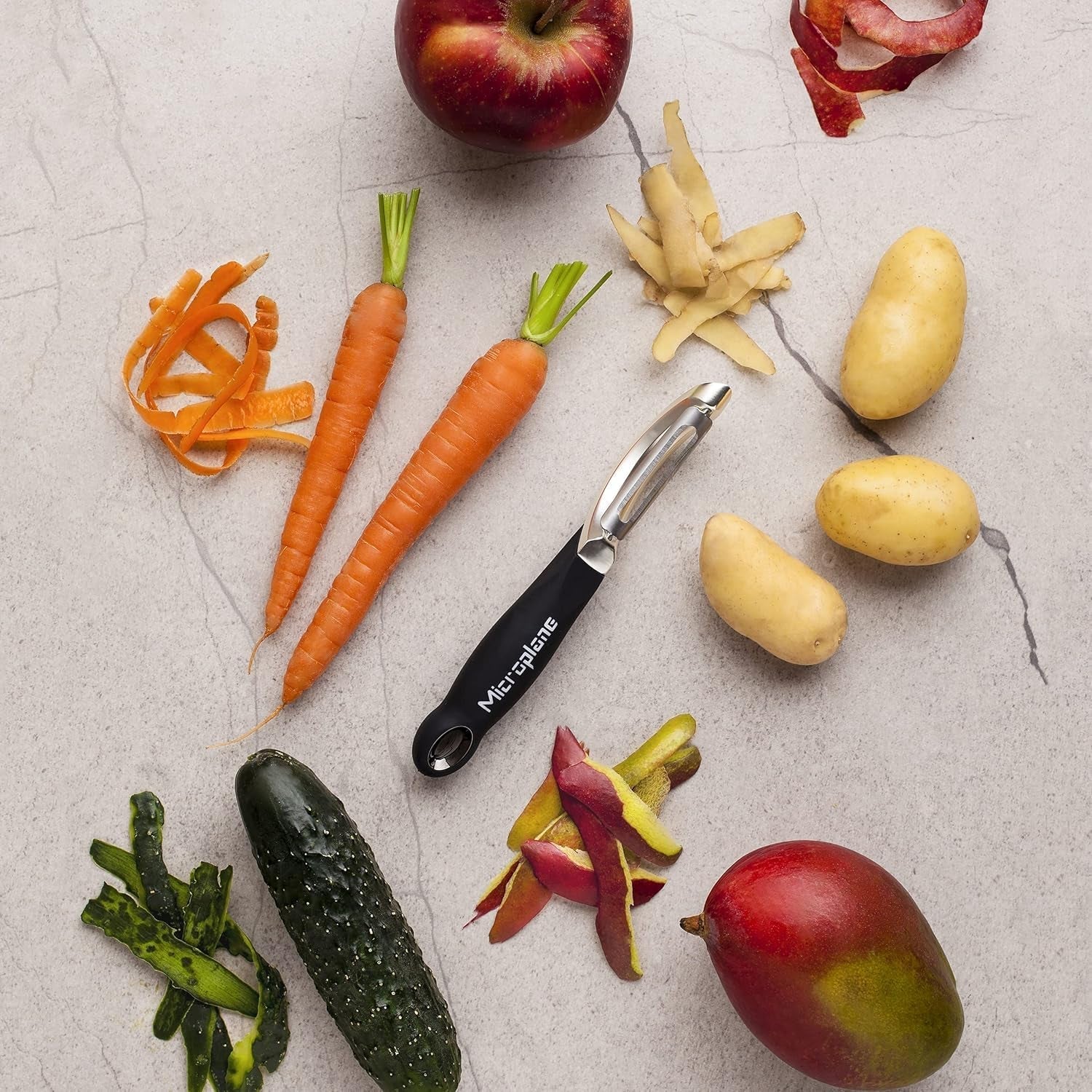 Naty Shop Microplane Profesjonalna, oburęczna obieraczka ze stali nierdzewnej z podwójnym ostrzem