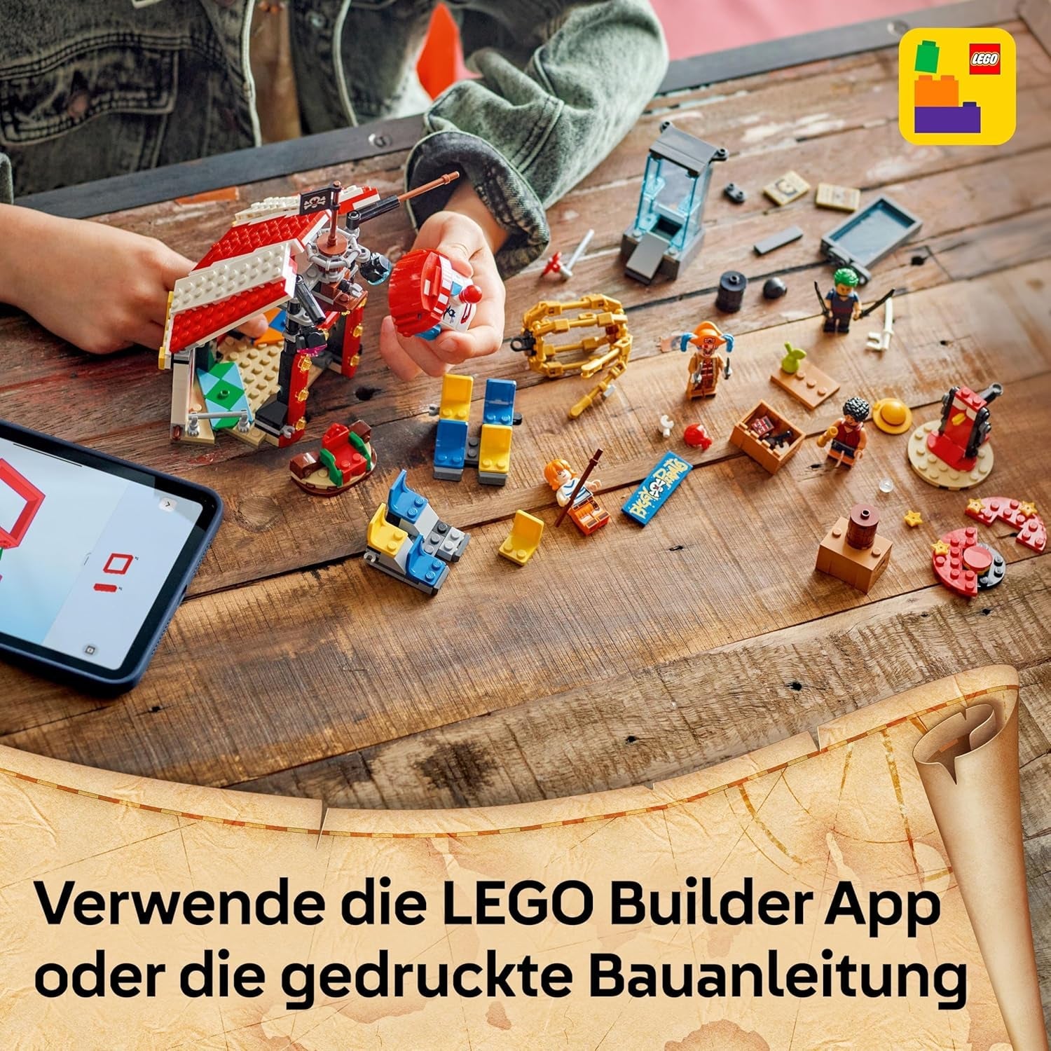 LEGO ONE PIECE Zirkuszelt von Buggy dem Clown - Interaktives Spielzeug mit 4 Minifiguren - Ruffy, Nami & Zoro sowie 2 Steckbriefen - Kreatives Geschenk für Jungen, Mädchen & Fans ab 8 Jahren - 75637