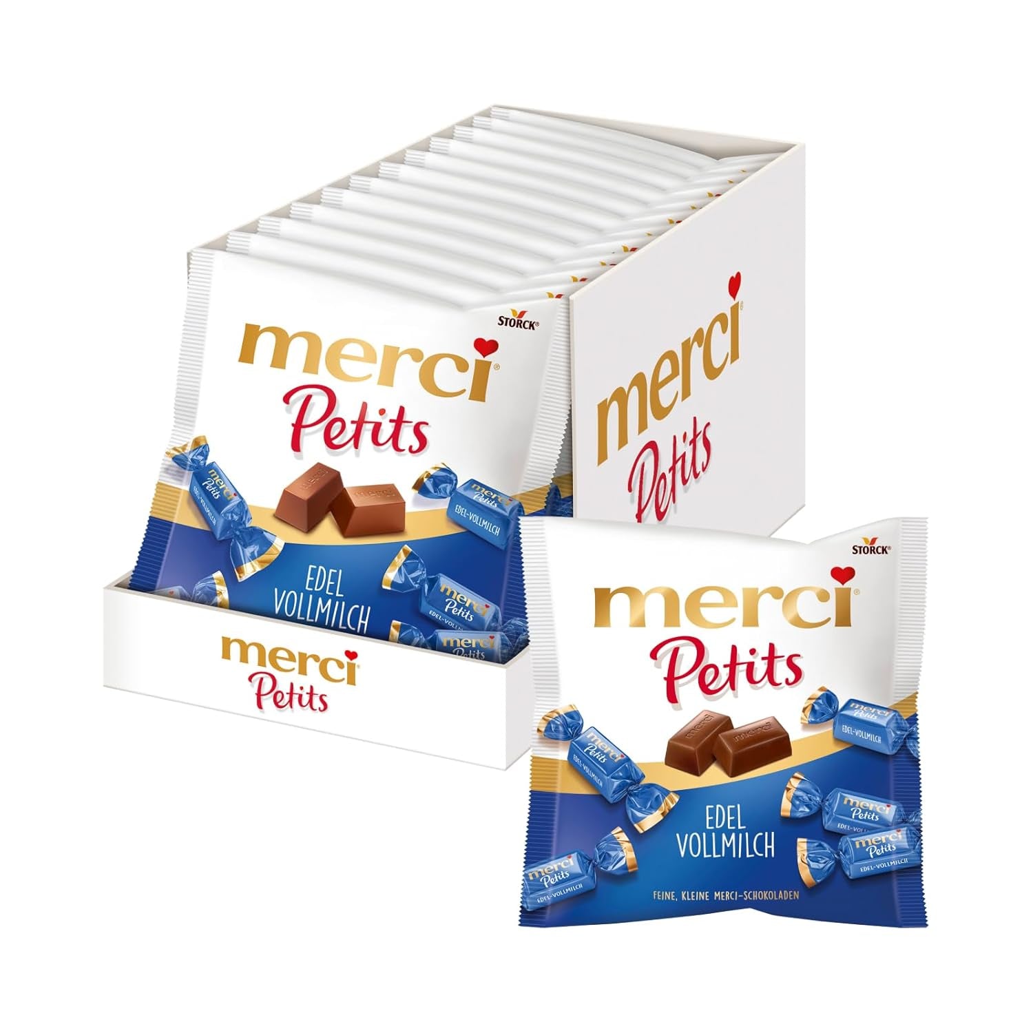 Krem kawowy Merci Petits - 12 x 125 g - Małe praliny z białej czekolady na delikatnej czekoladzie z kremem kawowym - Praliny czekoladowe pakowane pojedynczo