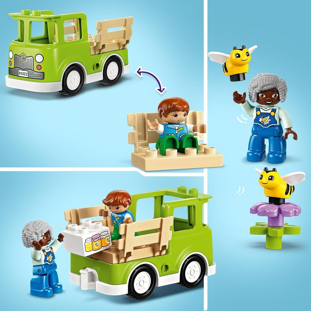LEGO DUPLO Miejskie pszczelarstwo i ule, zabawka edukacyjna dla małych dzieci z 2 figurkami i ruchomą ciężarówką, zestaw do budowania i przebudowy, zabawka dla małych dzieci od 2 lat 10419 Zestawy do budowania Besuche den LEGO-Store