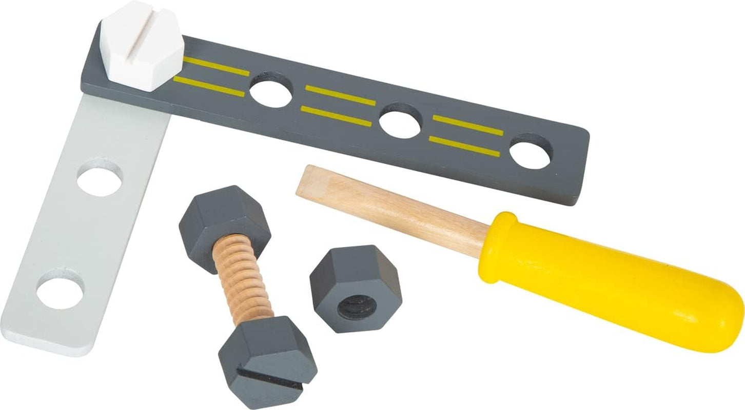 Small Foot Konstruktionsset Miniwob aus Holz, kreativer Bausatz mit Werkzeuge und Zubehör, ab 3 Jahren, 11810, szary żółty