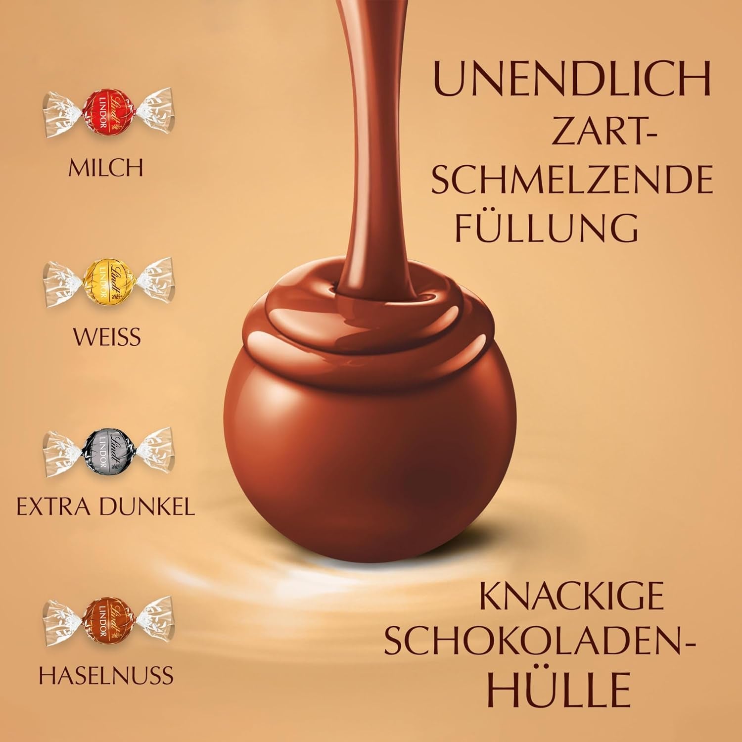 Lindt Chocolate LINDOR Sharing, sfere de ciocolata cu umplutura, 250 grame Bomboane de Ciocolata Naty Shop
