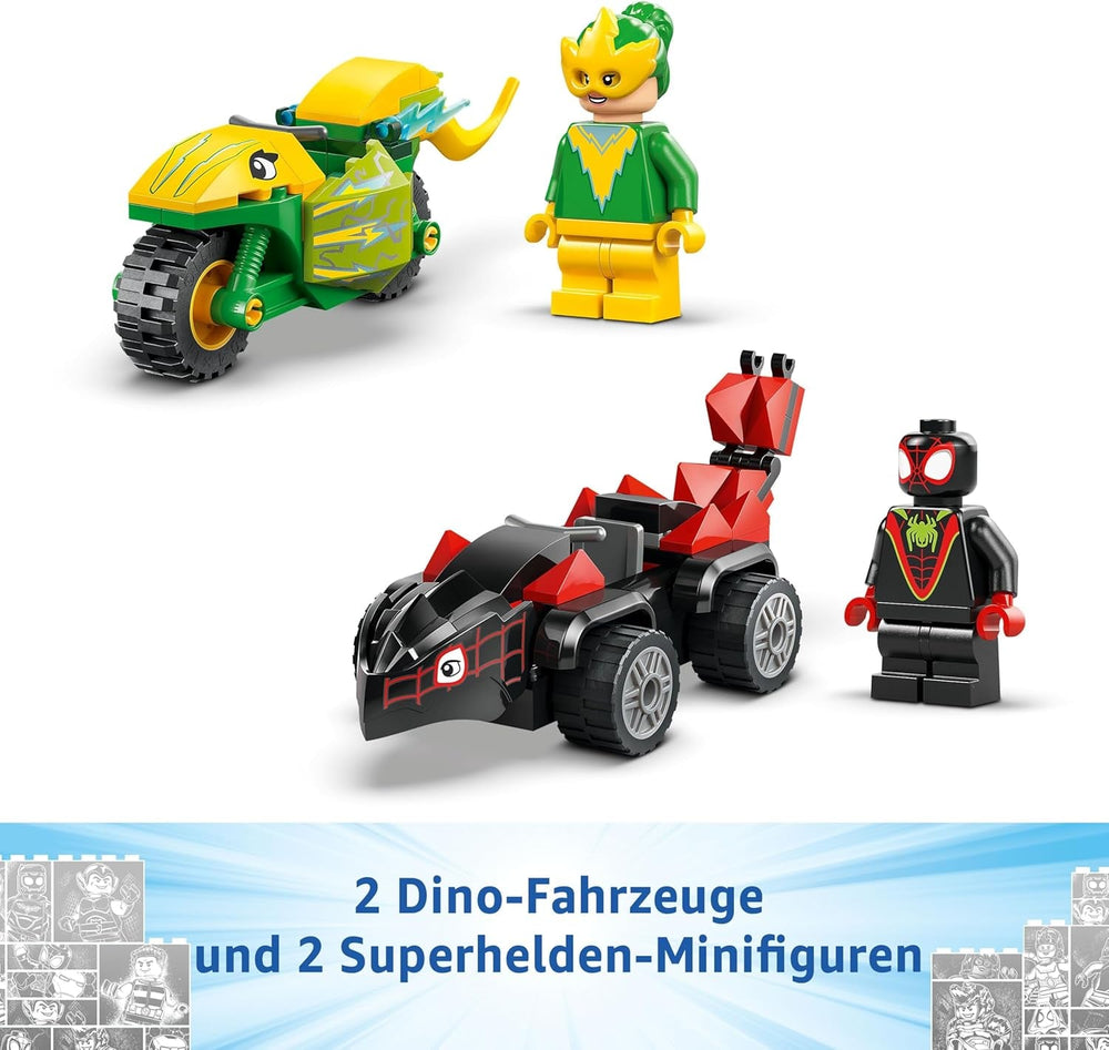 LEGO Marvel Actionspaß mit Spin und Electro in ihren Dino-Flitzern, baubares Superheldenauto für Jungen und Mädchen ab 4 Jahren, Helden Set mit Spielzeug Auto, Spidey und Seine Super-Freunde 11198
