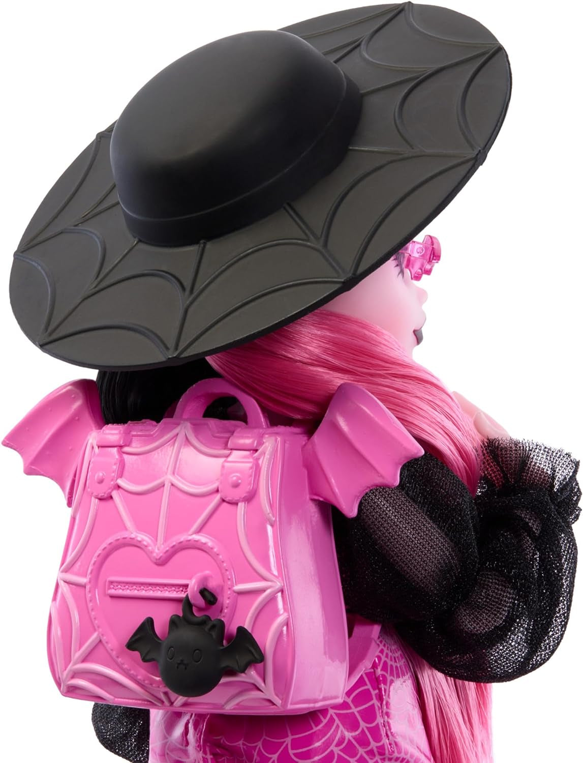 Lalka Monster High Draculaura ze swoim zwierzakiem, hrabią, wspaniałym kotem-nietoperzem i akcesoriami, takimi jak plecak, księga zaklęć, pudełko bento i inne, lalki HRP64 Naty Shop