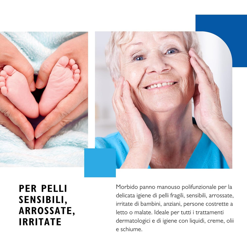 BIODERM Cellusoft - miękkie, wielofunkcyjne, jednorazowe chusteczki nawilżane wiskozowe i poliestrowe - wielofunkcyjne chusteczki do delikatnej higieny wrażliwej i zaczerwienionej skóry osób starszych i dzieci - 30 x 38 cm (50