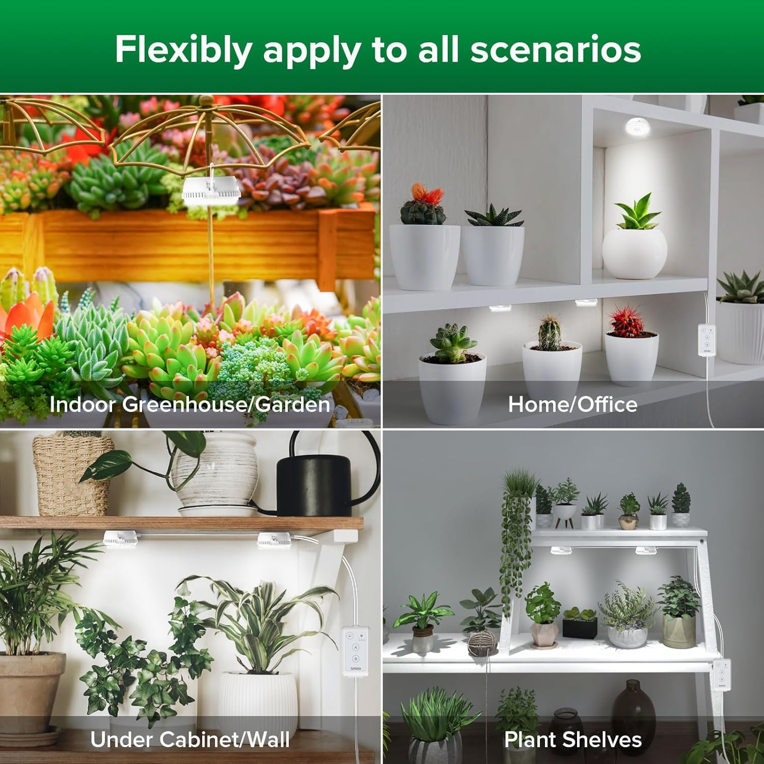 SANSI LED oświetlenie do uprawy roślin domowych 2 głowice pełne spektrum 10 W (odpowiednik 150 W) zegar 4/8/12 godzin roślina doniczkowa szklarnia hydroponiczna lampa wisząca