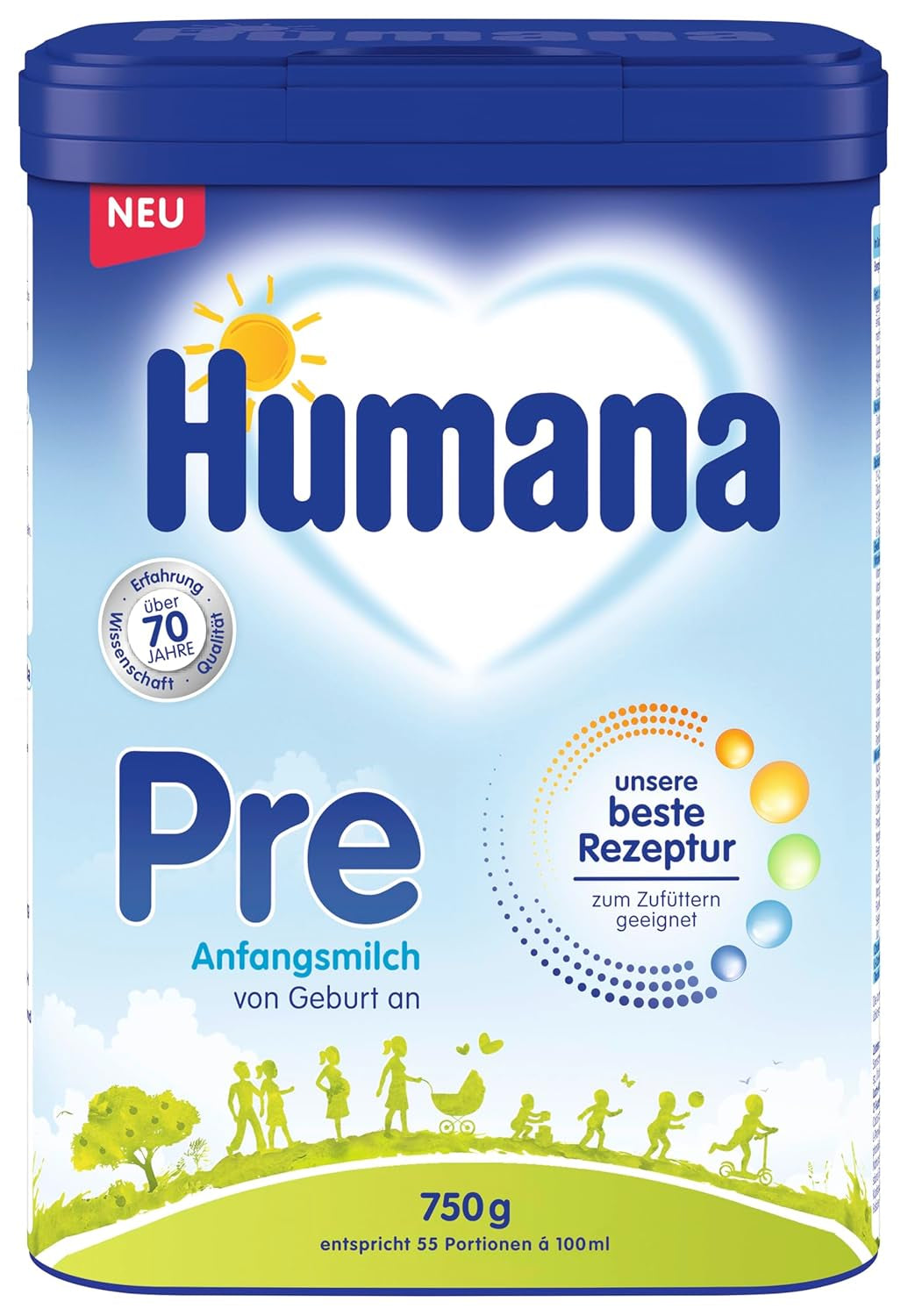 Formula Humana Pre Infant 750g - Opakowanie - Mleko dla niemowląt od urodzenia - Preparat dla niemowląt jako substytut lub uzupełnienie mleka matki - Pokarm dla niemowląt