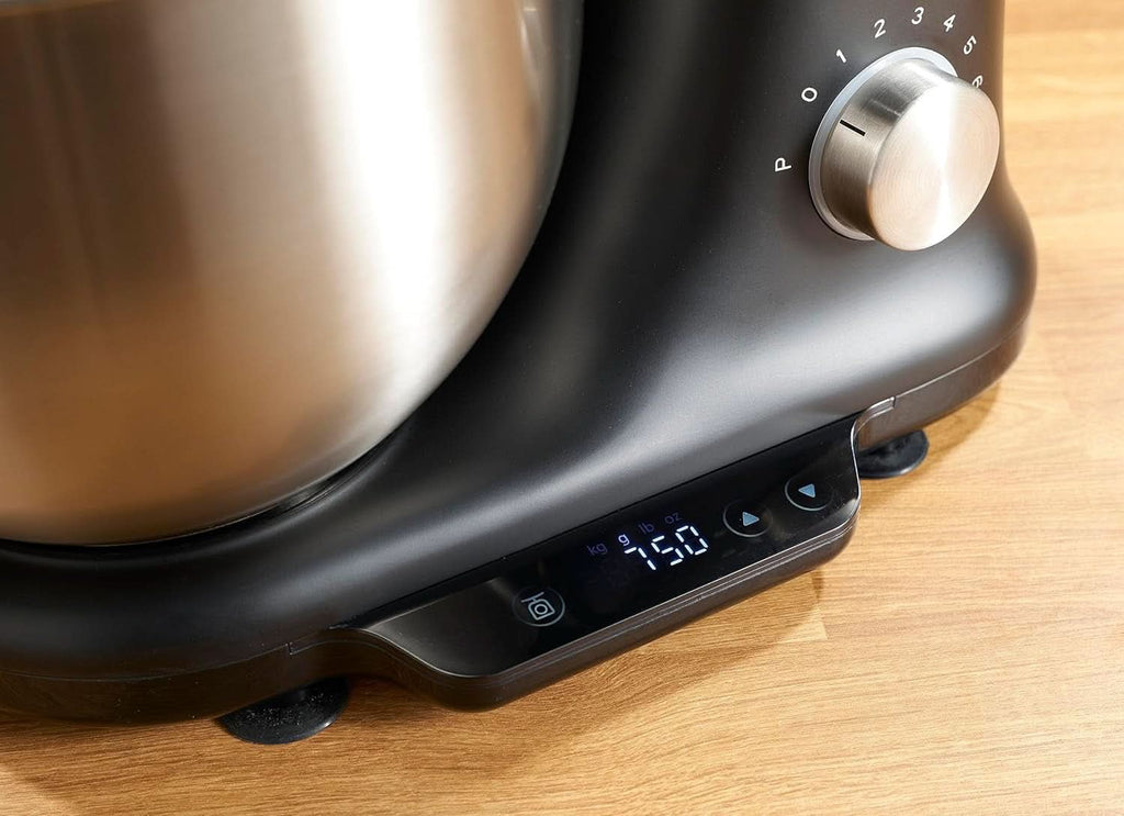 SEVERIN Küchenmaschine Mit Waage, Große Knetmaschine Für Bis Zu 3 Kg Kuchenteig, Robuste Teigmaschine Mit Knethaken, Flachrührer Und Schneebesen, 1.000 W, Schwarz, Matt,Edelstahl, KM 3898 Mama si Copilul Naty Shop