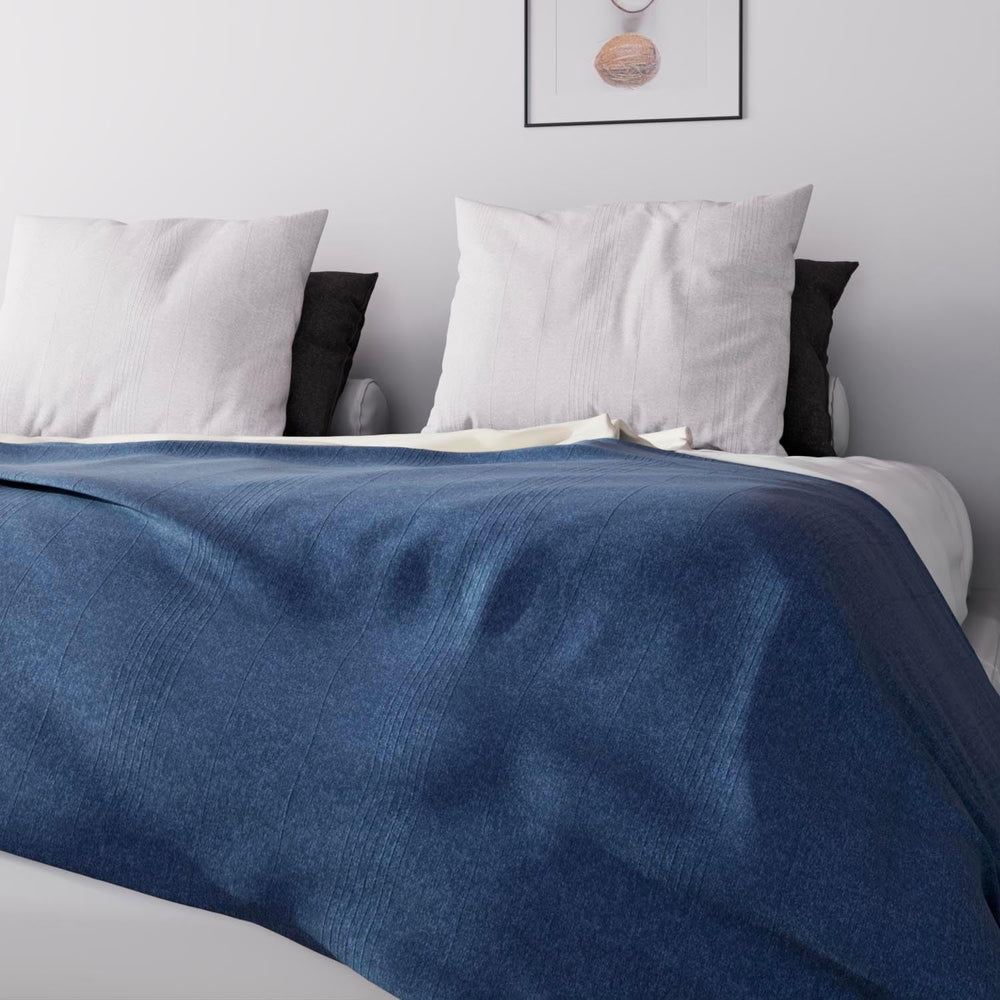 Soleil D'Ocre Adele, Zygzakowata okładka, zrzucona z sofy, Polycoton, niebieska, 220 x 240 cm Kołdry i kołdry Naty Shop