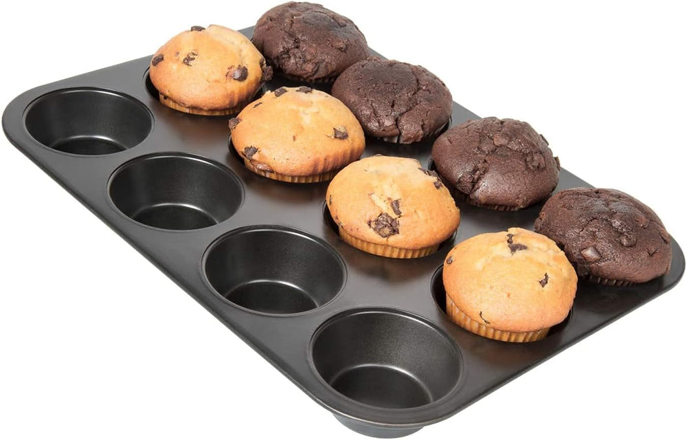 Wenco Muffinform 12Er Antihaft Backblech, Spülmaschinengeeignet, Karbonstahl – Muffinblech Für 12 Muffin – Hitzebeständig Bis 220°C, Schwarz Formy i blachy do pieczenia Naty Shop