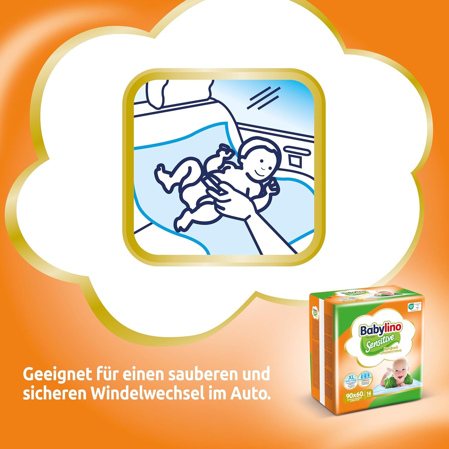 Chusteczki nawilżane wrażliwe, 90 x 60 cm, wyjątkowo chłonne, 14 sztuk