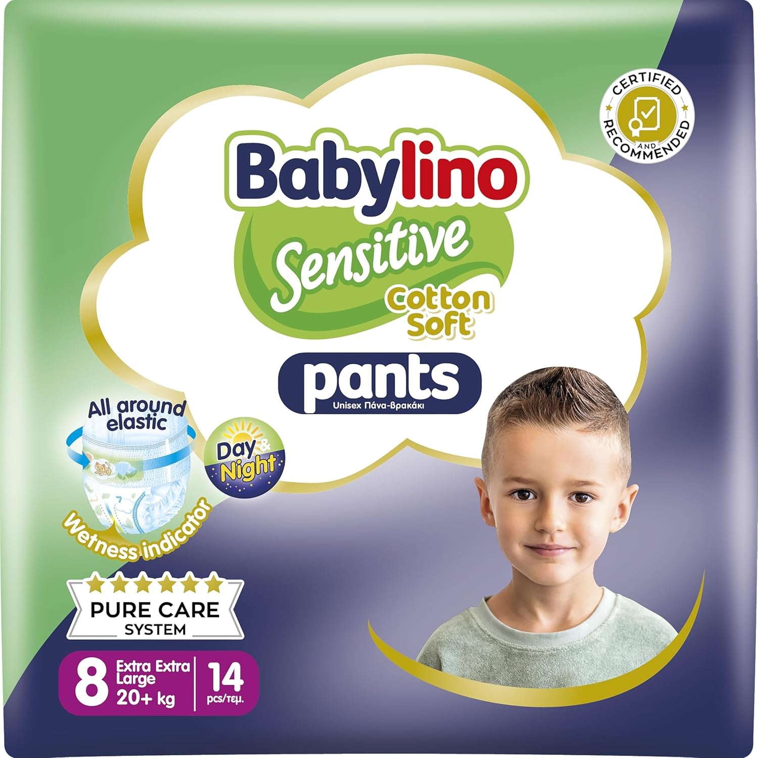 Pieluszki Sensitive Cotton Soft, rozm. 4, Spodnie Maxi (7-13 kg), 22 sztuki