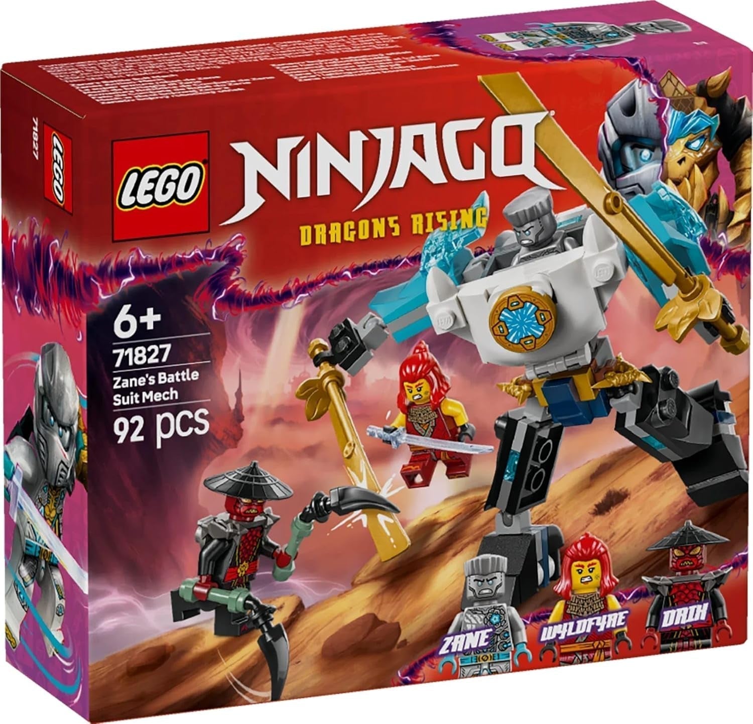 LEGO NINJAGO Mech akcji Zane’a — zabawka ninja z 3 minifigurkami do odgrywania ról — Mały zestaw do budowania i zabawy dla dzieci — Pomysł na prezent dla chłopców i dziewcząt od 6 lat 71827 Zestawy do budowania Besuche den LEGO-Store