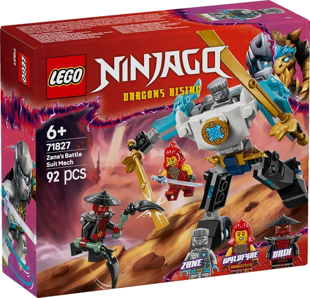LEGO NINJAGO Mech akcji Zane’a — zabawka ninja z 3 minifigurkami do odgrywania ról — Mały zestaw do budowania i zabawy dla dzieci — Pomysł na prezent dla chłopców i dziewcząt od 6 lat 71827 Zestawy do budowania Besuche den LEGO-Store