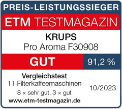 Krups F30908 ProAroma Espressor cu filtru și carafă de sticlă, capacitate 1,25 l, 10-15 cești, 1050 W, negru