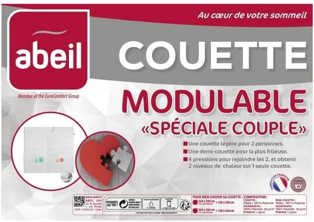 Abeil Couette Modulable Special Couple 220 X 240 Cm Plapumi si pilote Naty Shop