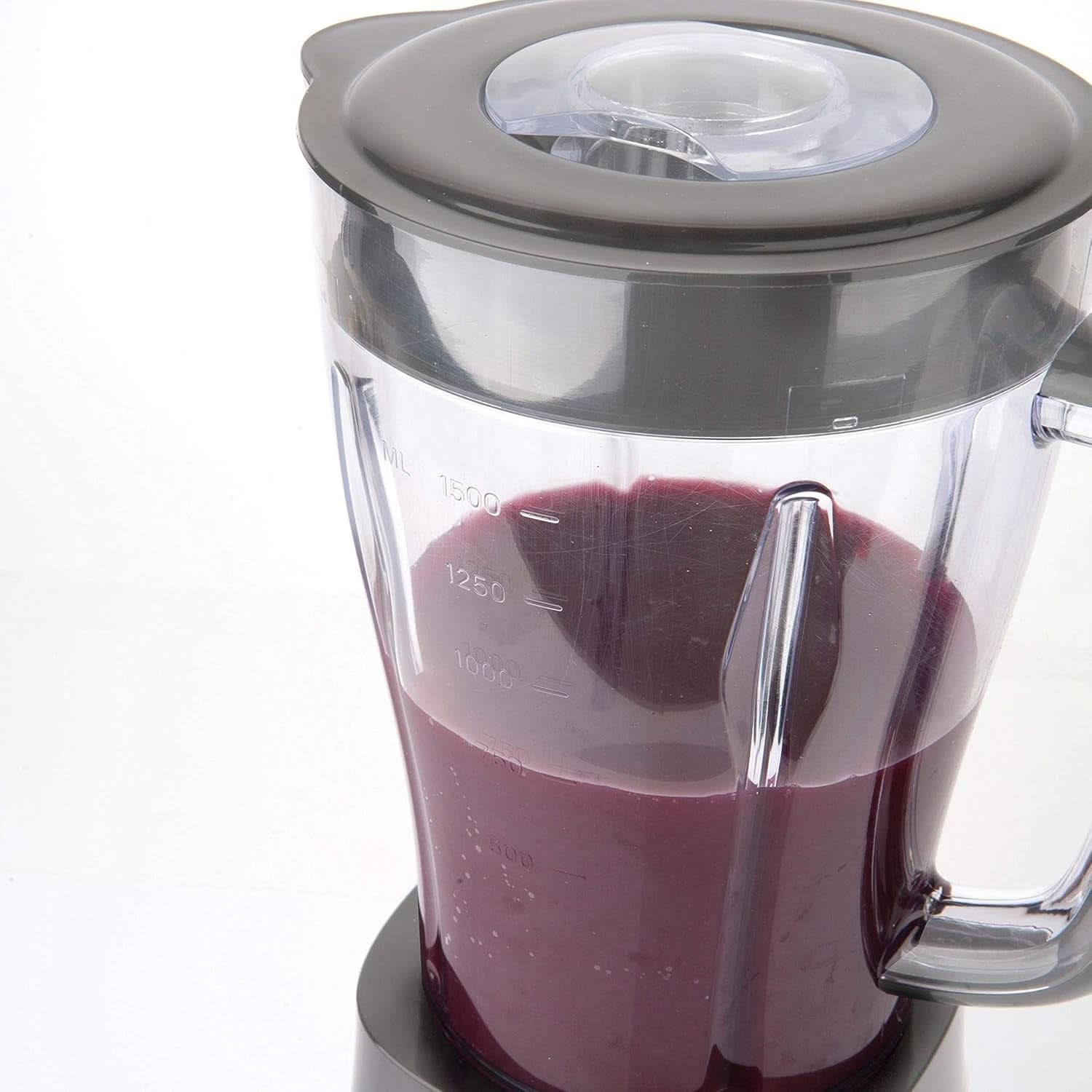 BLACK+DECKER Mikser stojący | 500W | 2 prędkości | Funkcja impulsu | Glaskrug | 1,5 l | Edelstahlmesser Mit 4 Klingen | Herausnehmbar Und Leicht Zu Reinigen | Weiß Und Grau Kitchen Naty Shop