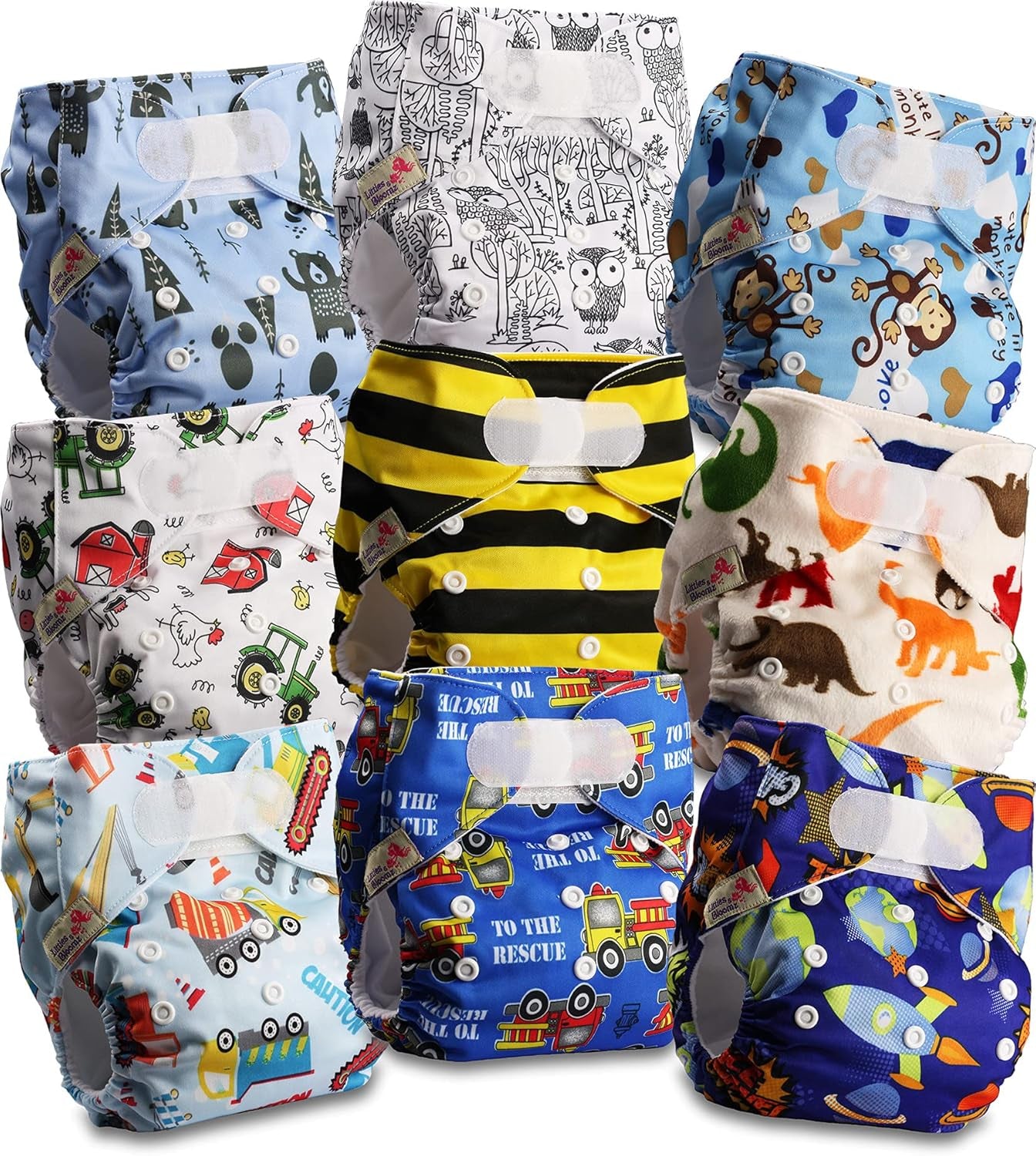 Pieluszka wielokrotnego użytku Littles and Bloomz FLV2-0602, standardowe zapięcie na rzep, 6 pieluszek