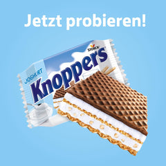 Jogurt – 4 x 200 g – Plastry wafla nadziewane kremem jogurtowo-nugatowym, orzechami laskowymi i kakao