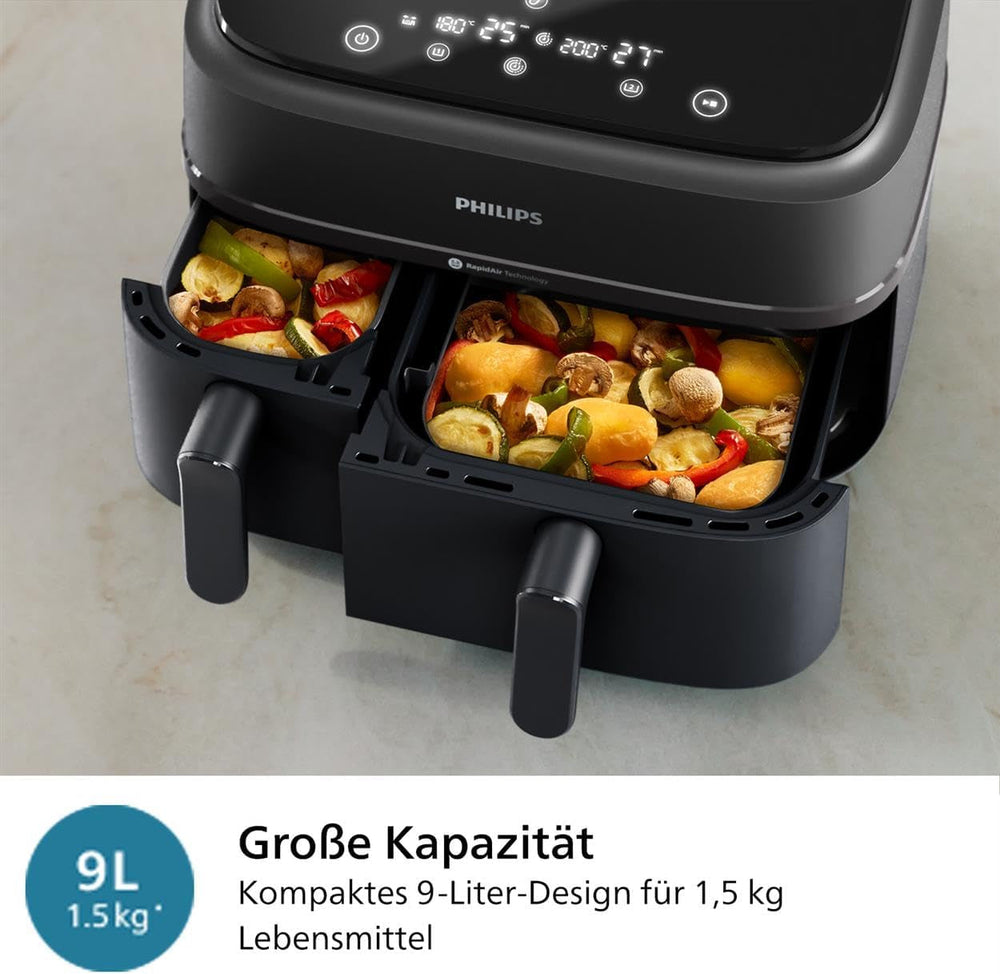 Philips Airfryer Dual Basket seria 3000, 9 l, 2 kosze, 2 dania gotowe w tym samym czasie, technologia Rapidair i gorące powietrze Urządzenia Naty Shop
