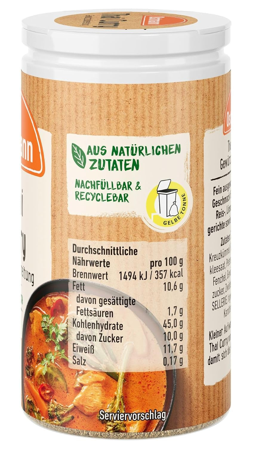 Ostmann Gewürze - Tajskie Curry Gewürzzubereitung | Nachfüllbare i nadające się do recyklingu Verpackung | 40 g w Der Streudose