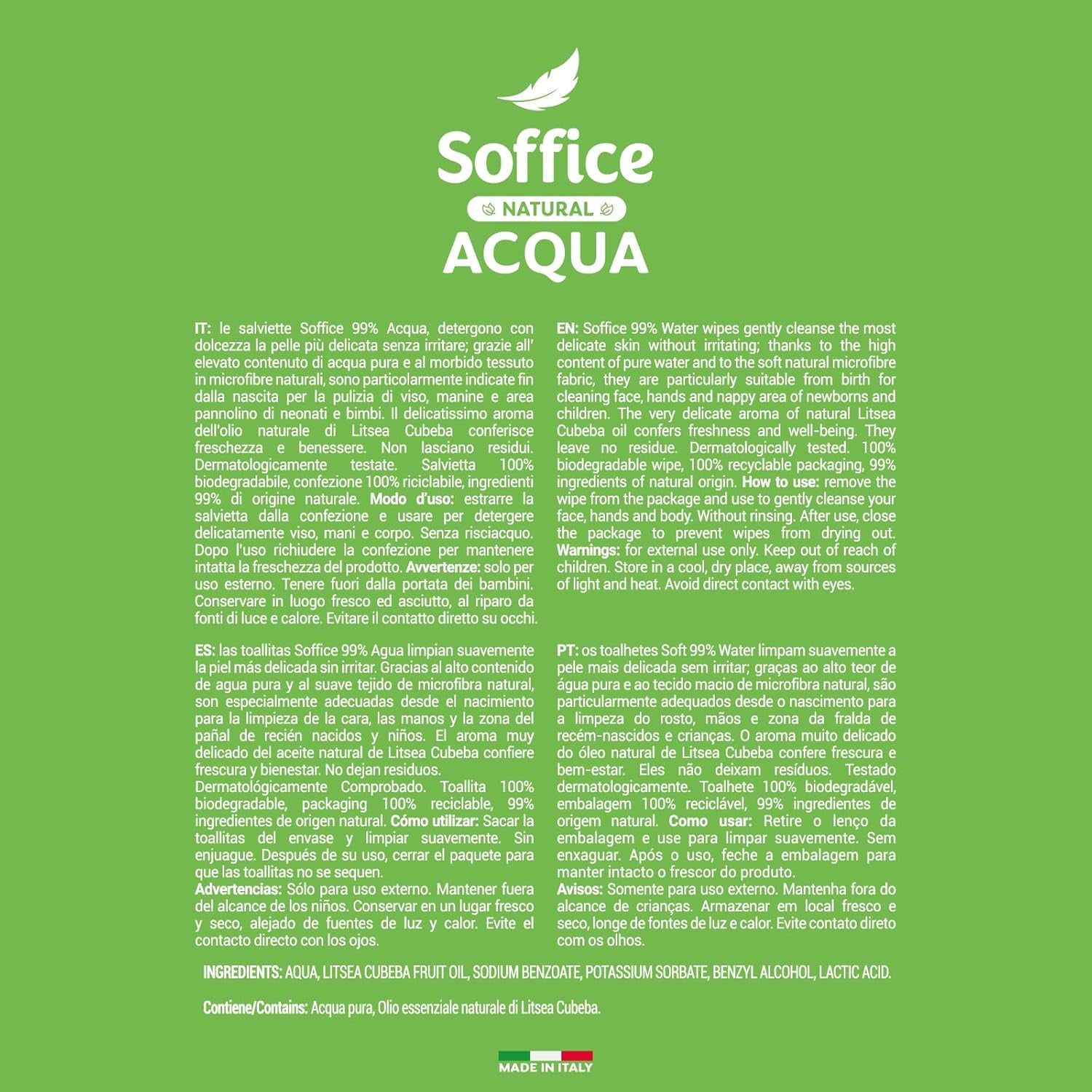 Naturalne chusteczki nawilżane oczyszczające dla niemowląt, 99% wody, bardzo delikatna formuła do codziennej higieny dzieci i noworodków - 12 opakowań po 64 chusteczki