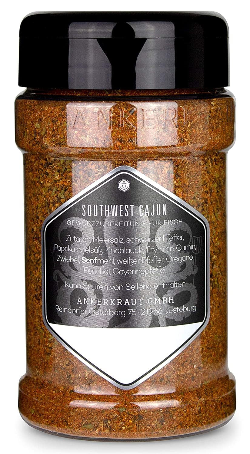 Ankerkraut Southwest Cajun, BBQ Rub Gewürzmischung zum Zubereiten von Gumbos und Jambalaya Gerichten, 170g w Streuer