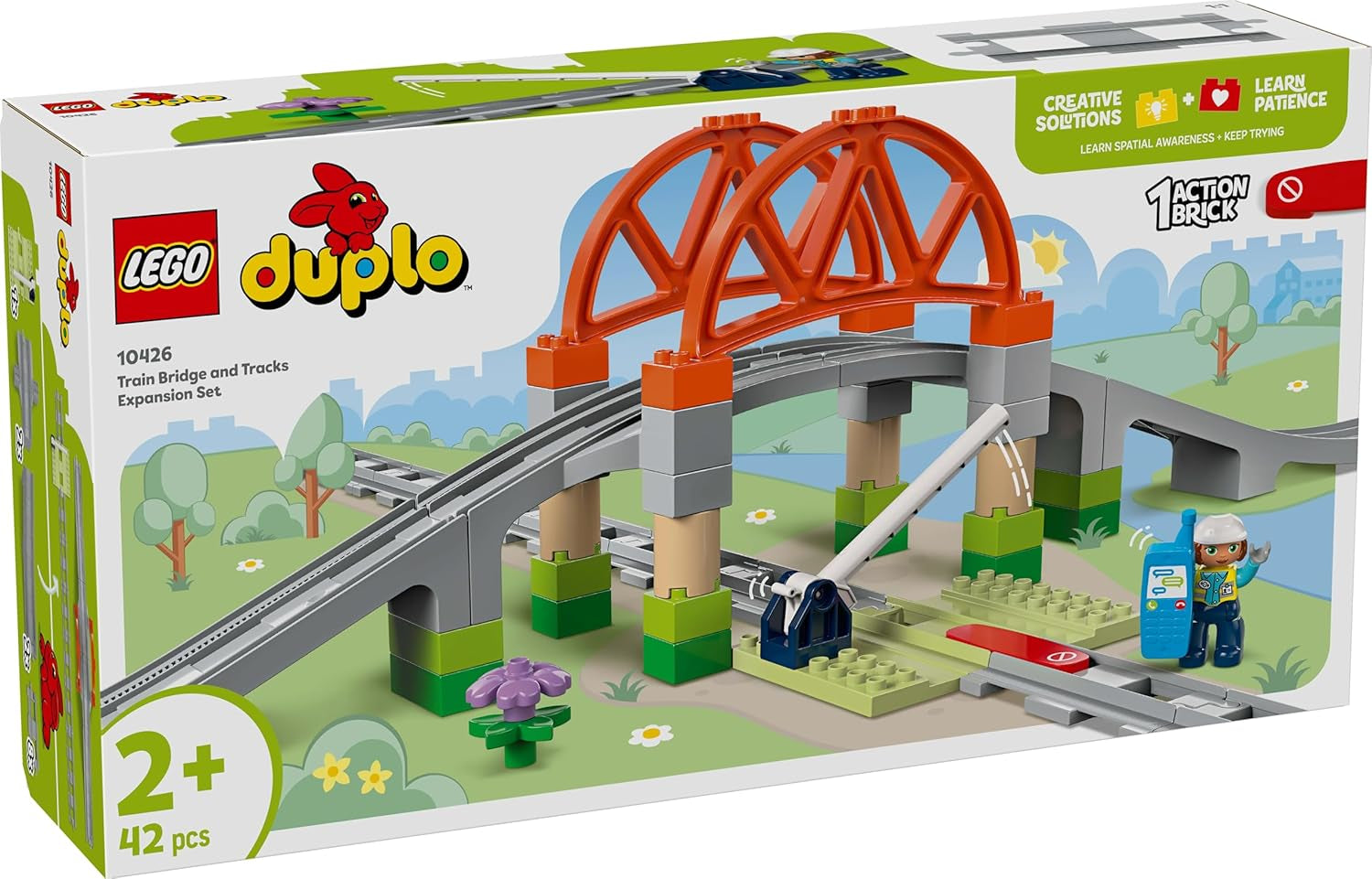LEGO DUPLO Miejski most kolejowy i tory — zestaw rozszerzający, prezent dla dzieci od 2 lat, zestaw do budowania i rekonstrukcji, zestaw rozwojowy dla przedszkolaków, zabawka edukacyjna 10426 Zestawy do budowania Besuche den LEGO-Store