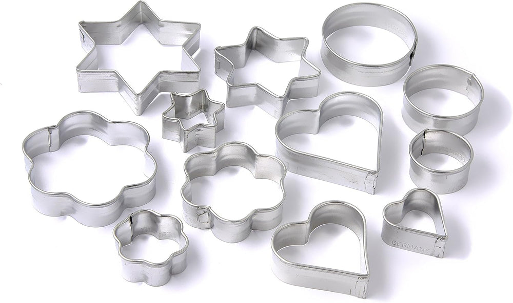 Set de 12 forme pentru fursecuri Zenker, forme pentru fursecuri, biscuiți și fondant, diferite dimensiuni și o varietate de modele, cantitate: 1 x set de 12 piese