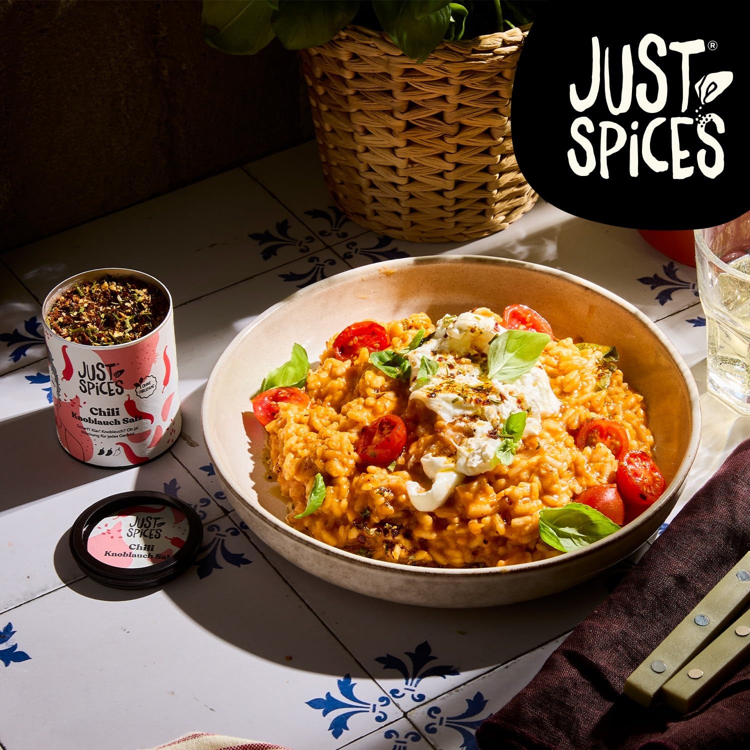 Just Spices Chili Czosnek Sól I Gewürzmix, der zu allen Gerichten schmeckt I Gewürzdose, 55 g