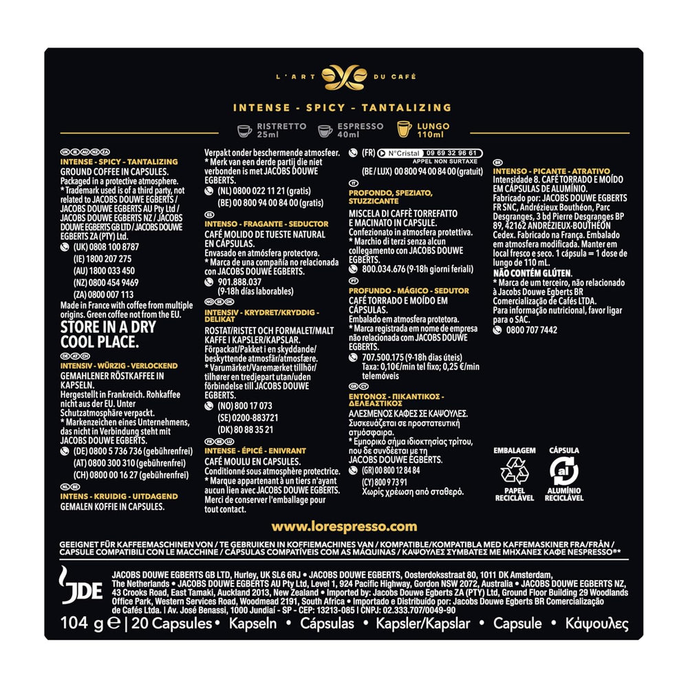 L'OR Espresso Koffiecups Lungo Profondo (200 Lungo Koffie Capsules, Geschikt voor Nespresso* Koffiemachines, Intensiteit 08/12, 100% Arabica Koffie, UTZ Gecertificeerd), 10 x 20 Cups