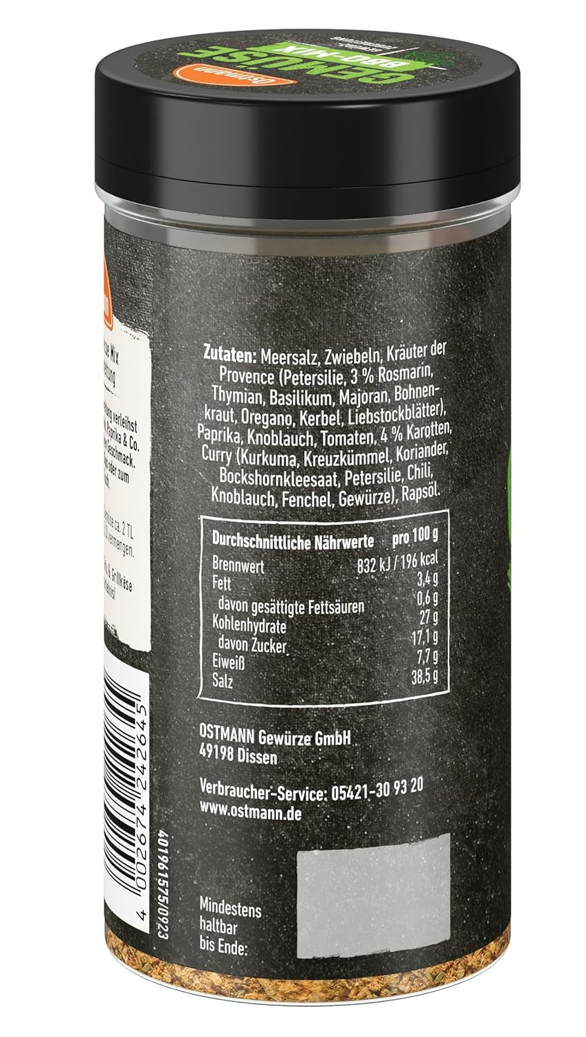 Ostmann Gewürze - Mieszanka do grillowania Gemüse | Gewürzzubereitung für Gemüse | Mediterrane Kräuternote für Grillgemüse, Tofu und Co. | 120 g na sitku