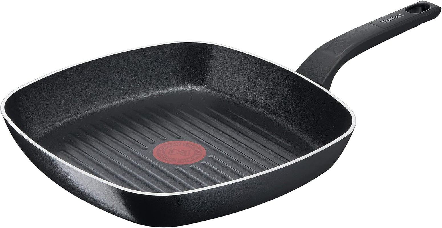 Tefal Easy Cook & Clean, powłoka nieprzywierająca, wskaźnik temperatury, niezalecany do garnków i patelni indukcyjnych Naty Shop Patelnia grillowa 26 x 26 cm