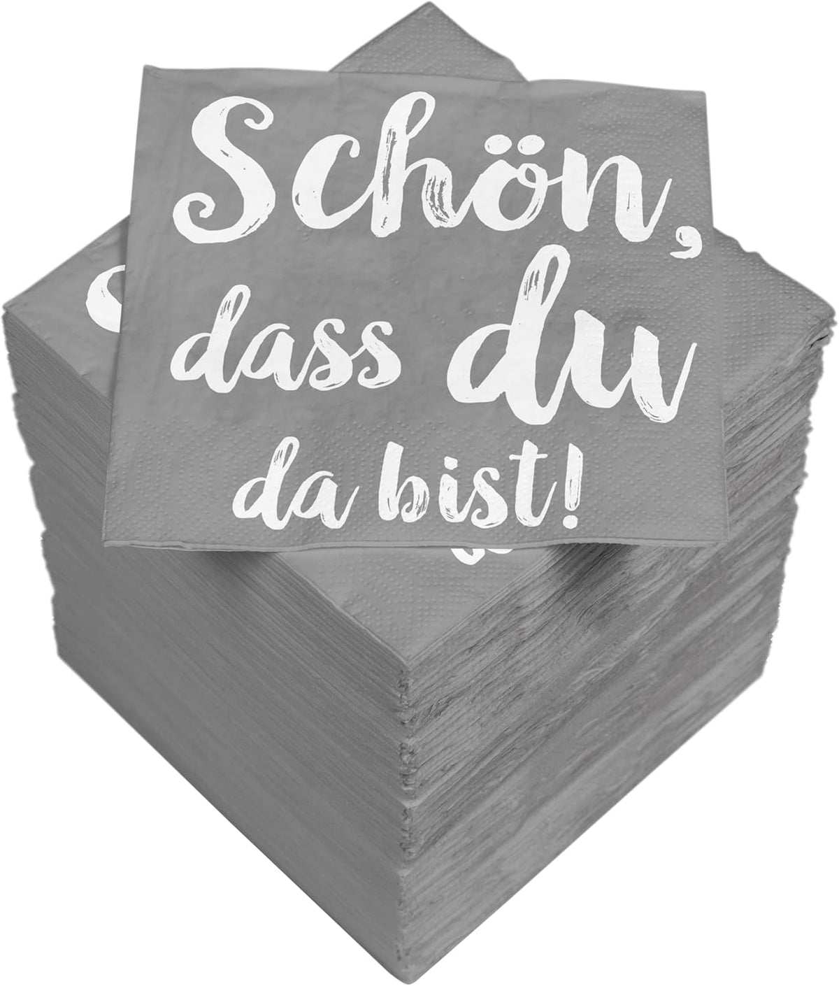 Șervețele de cocktail HEKU 'Schön Dass Du Da Bist', 3 straturi, 25X25Cm, 150 bucăți I Design elegant I Ideal pentru sărbători I Practic ambalate