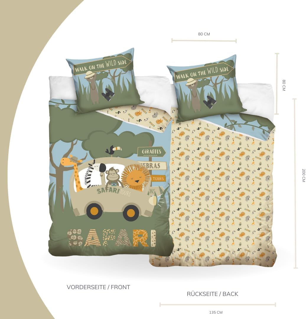 Komplet pościeli dziecięcej, zwierzątka, 100% bawełna, zapinana na zamek Pościel - dziecięca Sklep Naty