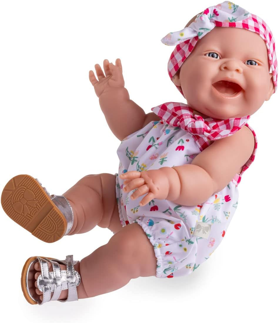 JC Toys - Lola Lemon Twist Puppe, 36 cm, miękki winyl, uśmiechnięta twarz, sitzende Puppe, Kleidung mit Vichy und Sandalen, Mädchen, 2 Jahre