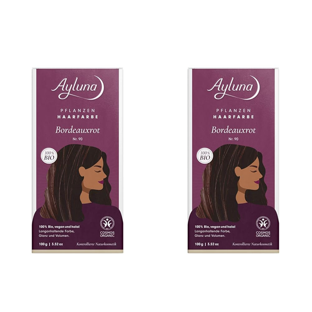 Vopsea de păr vegetală 60 chilli red, vopsea de păr vegană cu henna, madder indian, schinduf și mușețel, pentru culoare de lungă durată, strălucire și volum, fără amoniac, 100% acoperire pentru părul gri, 100g Vopsea pentru par Naty Shop Bordeaux roșu 90 100 G (pachet de 2)