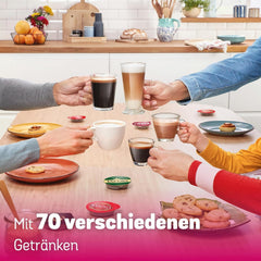 Espressor cu capsule Bosch Tassimo Happy Friendly TAS107E, peste 70 de băuturi, potrivit pentru toate tipurile de cești, oprire automată, sustenabil, dozare perfectă, economie de spațiu, 1400 W, crem/negru