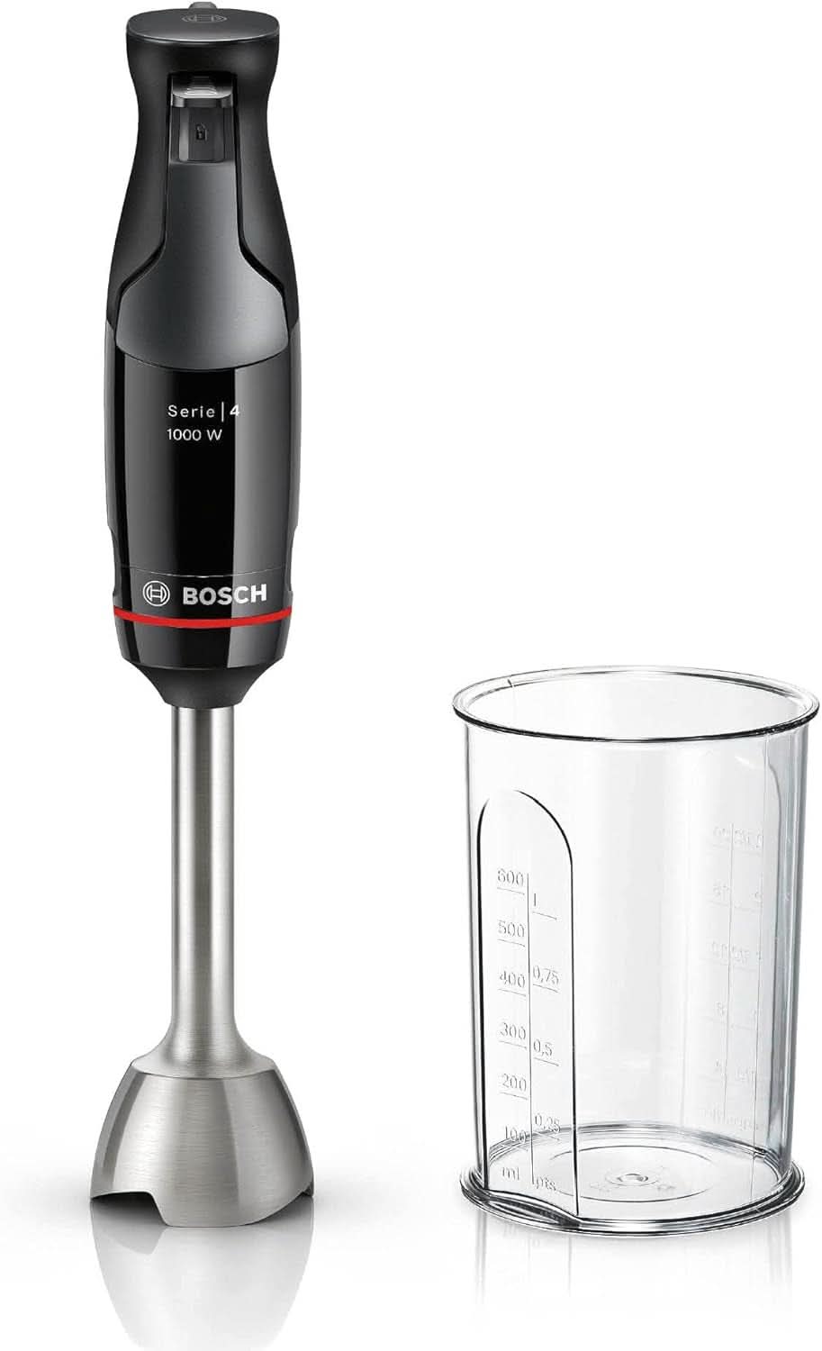 Bosch Mikser stojący Ergomaster Serie 4, 1000 W, Edelstahl-Mixstab, Zerkleinerer, Mix-/Messbecher, Schwarz Kitchen Naty Shop Ergomaster Serie 4