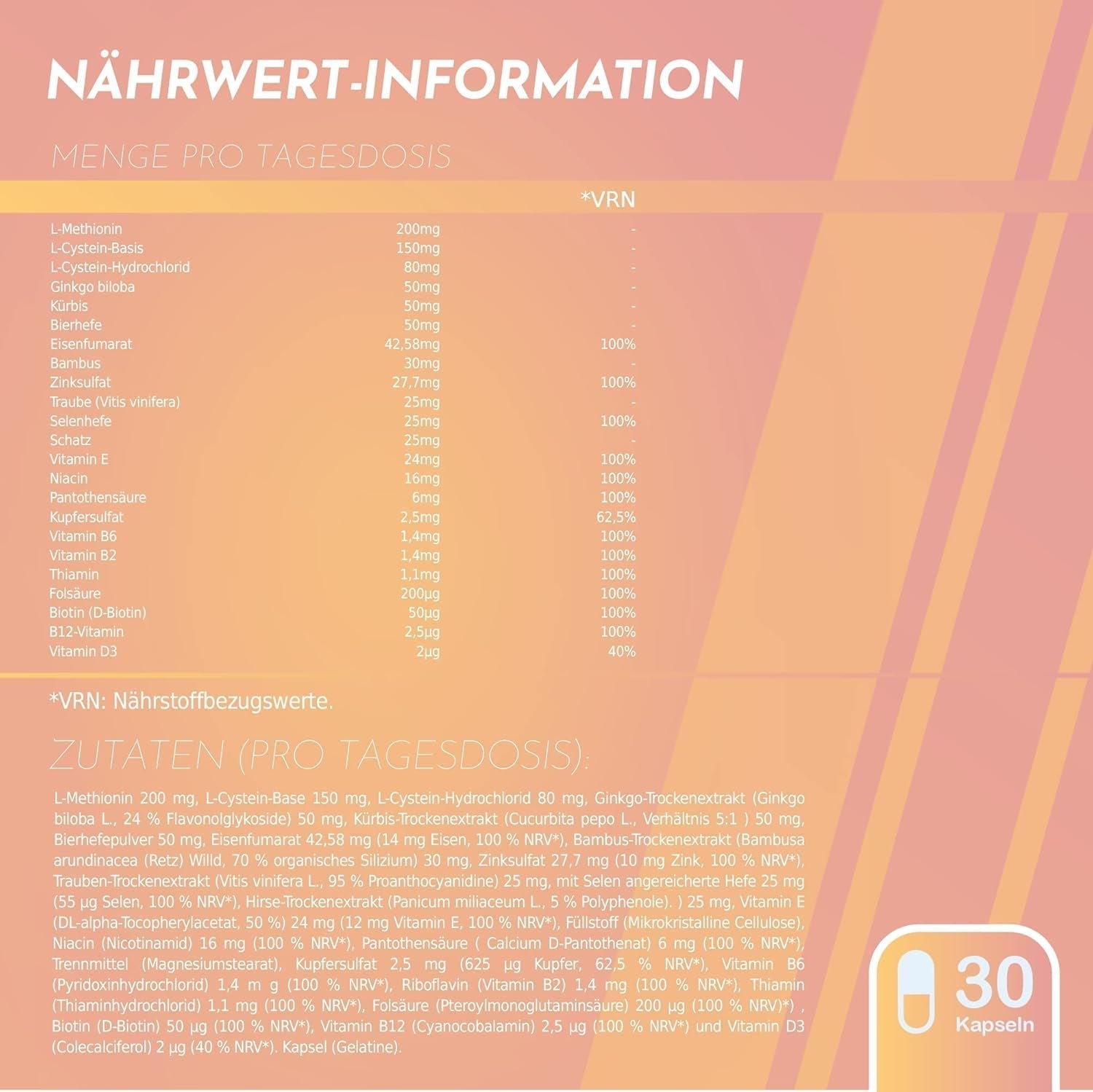 Healthy Fusion Haircomplex skuteczny przeciw wypadaniu włosów, 30 kapsułek Pielęgnacja włosów Naty Shop