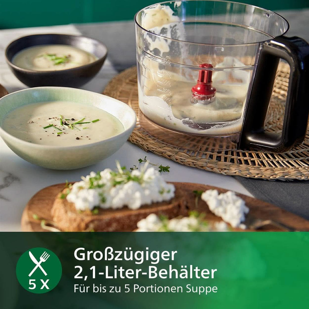 Philips Kompakte Küchenmaschine – 850 W, 31 Funktionen, 2,1-litrowy Behälter, Powerchop, Edelstahlklinge (HR7530/10) Kitchen Naty Shop