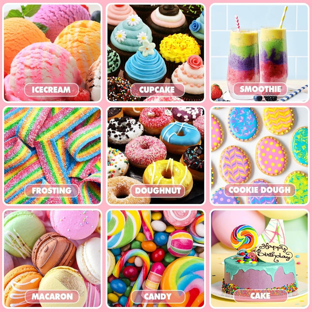 Colorant alimentar - 20 de culori x 10 ml coloranți alimentari concentrați lichizi pentru decorarea torturilor, copt, fursecuri, macaroane - Colorant alimentar fără zahăr pentru băuturi, decorarea torturilor, slime DIY, ouă de Paște