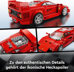 LEGO Speed Champions Ferrari F40 Supersportwagen, Spielset mit baubarem Spielzeugauto und Fahrer-Minifigur, Bauset zum Sammeln für Kinder, Geschenk für Jungen und Mädchen 76934